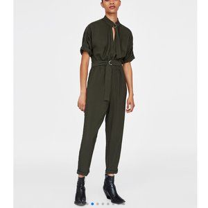 Zara Buckled olive green jumpsuit